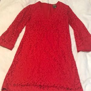 Red Lacy Long Sleeve Dress